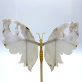 Unique Geode Sakura Flower Agate Butterfly Wing Carving With Stand - Wholesale Crystals