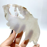 Unique Geode Sakura Flower Agate Butterfly Wing Carving With Stand - Wholesale Crystals