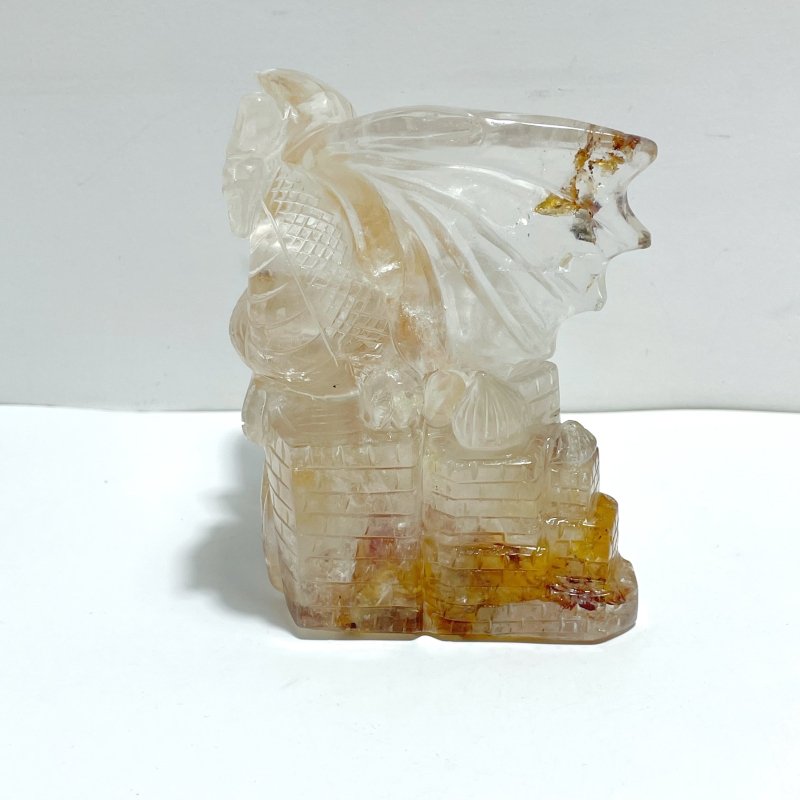 Unique Golden Fire Quartz Hematoid Quartz Flying Dragon Castle Carving - Wholesale Crystals