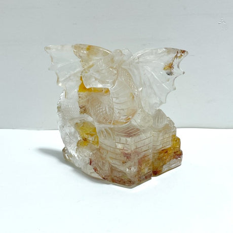Unique Golden Fire Quartz Hematoid Quartz Flying Dragon Castle Carving - Wholesale Crystals