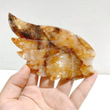 Unique Golden Hematoid Quartz Fire Quartz Heart Wing Carving With Stand -Wholesale Crystals