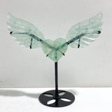 Unique Green Fluorite Heart Wing Carving With Stand -Wholesale Crystals