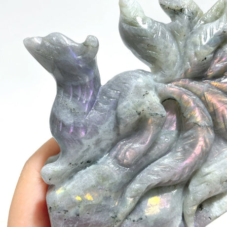 Unique Labradorite Nine - tailed Fox Carving - Wholesale Crystals