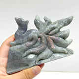 Unique Labradorite Nine - tailed Fox Carving - Wholesale Crystals