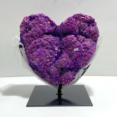 Unique Large Aura Purple Quartz Cluster Heart With Stand 2 - Wholesale Crystals