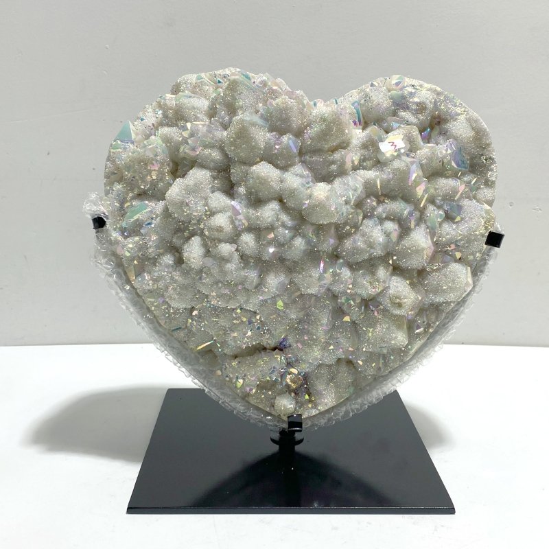 Unique Large Aura Quartz Cluster Heart With Stand 4 - Wholesale Crystals