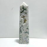 Unique Large Geode Druzy White Moss Agate Point A02 - Wholesale Crystals