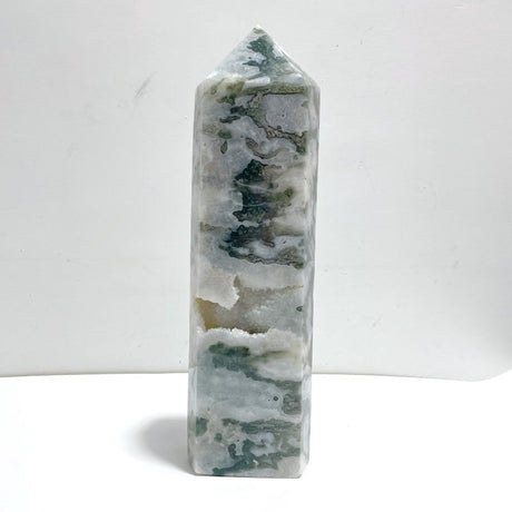 Unique Large Geode Druzy White Moss Agate Point A03 - Wholesale Crystals