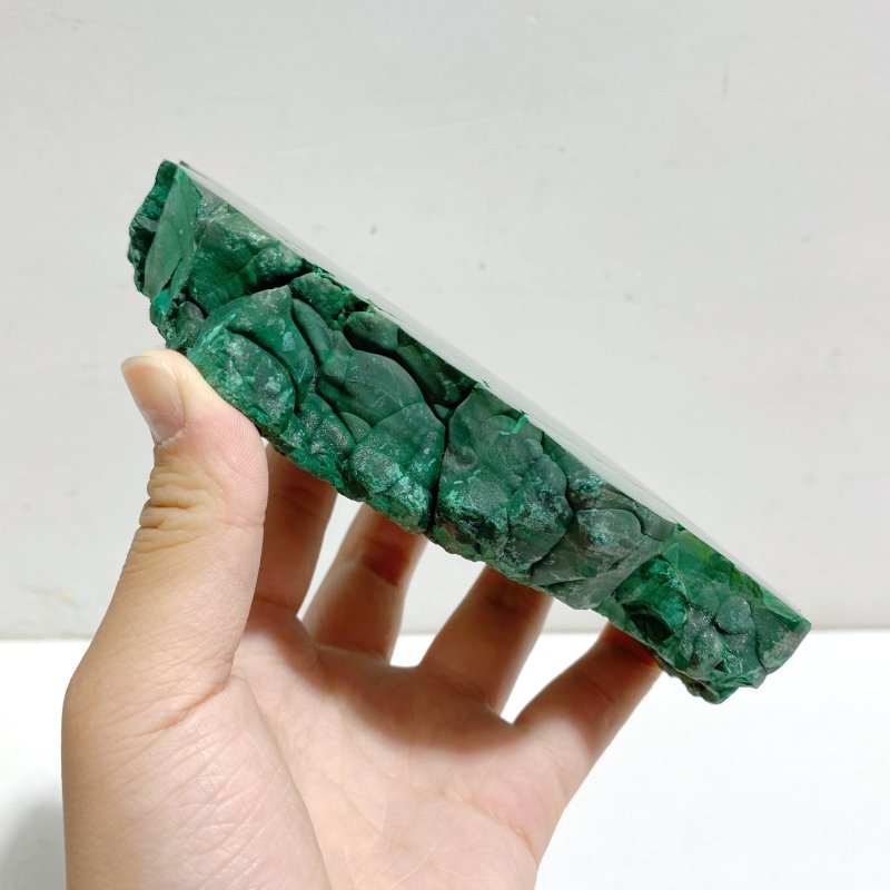 Unique Malachite Slab Raw Bottom With Stand - Wholesale Crystals