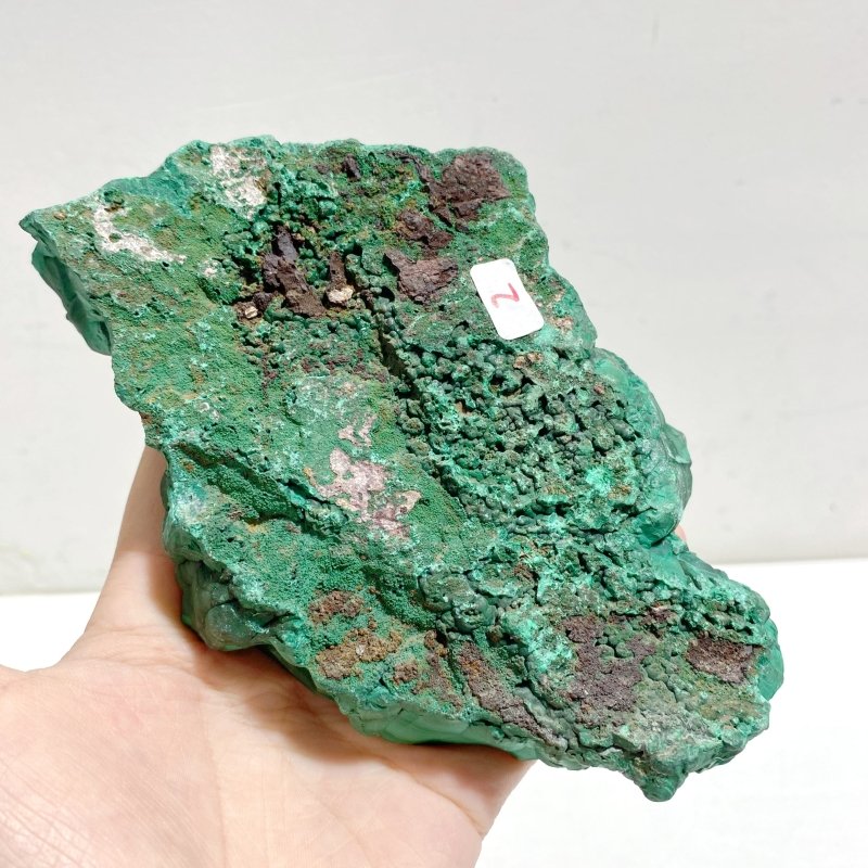 Unique Malachite Slab Raw Bottom With Stand - Wholesale Crystals
