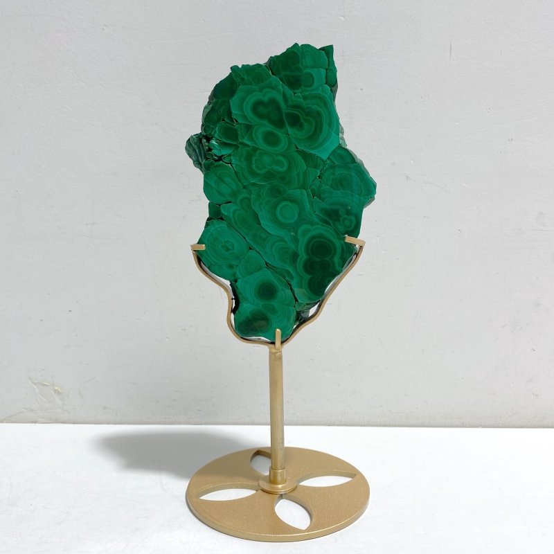 Unique Malachite Slab Raw Bottom With Stand - Wholesale Crystals