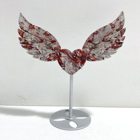 Unique Morocco Agate Heart Wing Carving With Stand - Wholesale Crystals