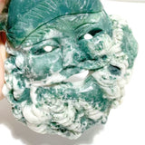 Unique Moss Agate Santa Claus Mask Carving With Stand - Wholesale Crystals