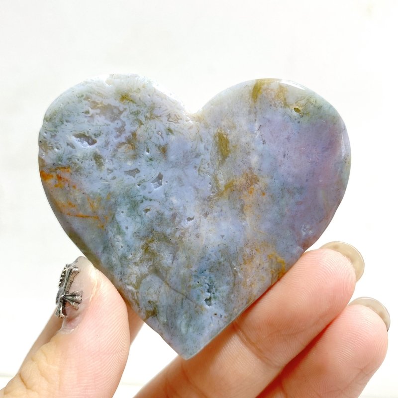 Unique Ocean Jasper Heart Wing Carving With Stand -Wholesale Crystals