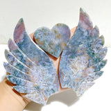 Unique Ocean Jasper Heart Wing Carving With Stand -Wholesale Crystals