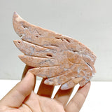 Unique Pink Agate Heart Wing Carving With Stand - Wholesale Crystals