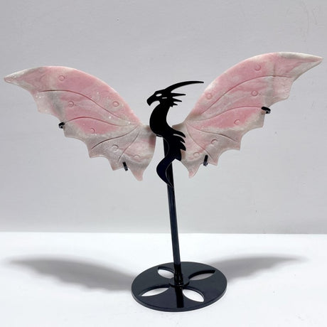 Unique Pink Opal Flying Dragon Wing With Stand - Wholesale Crystals