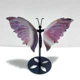 Unique Purple Agate Butterfly Wing Carving With Stand - Wholesale Crystals