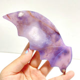 Unique Purple Flower Agate Flying Dragon Wing Carving With Stand - Wholesale Crystals