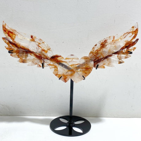 Unique Red Fire Quartz Heart Wing Carving With Stand -Wholesale Crystals
