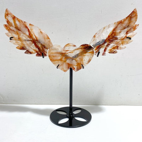 Unique Red Fire Quartz Heart Wing Carving With Stand -Wholesale Crystals