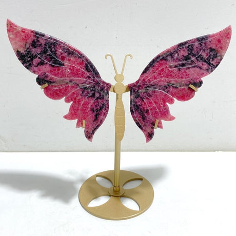 Unique Rhodonite Mixed Quartz Butterfly Wing Carving With Stand -Wholesale Crystals