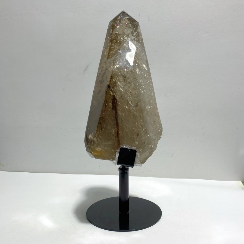 Unique Smoky Quartz Point With Rainbow With Stand - Wholesale Crystals