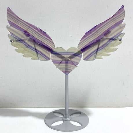 Unique Symmetrical Fluorite Heart Wing Carving With Stand -Wholesale Crystals