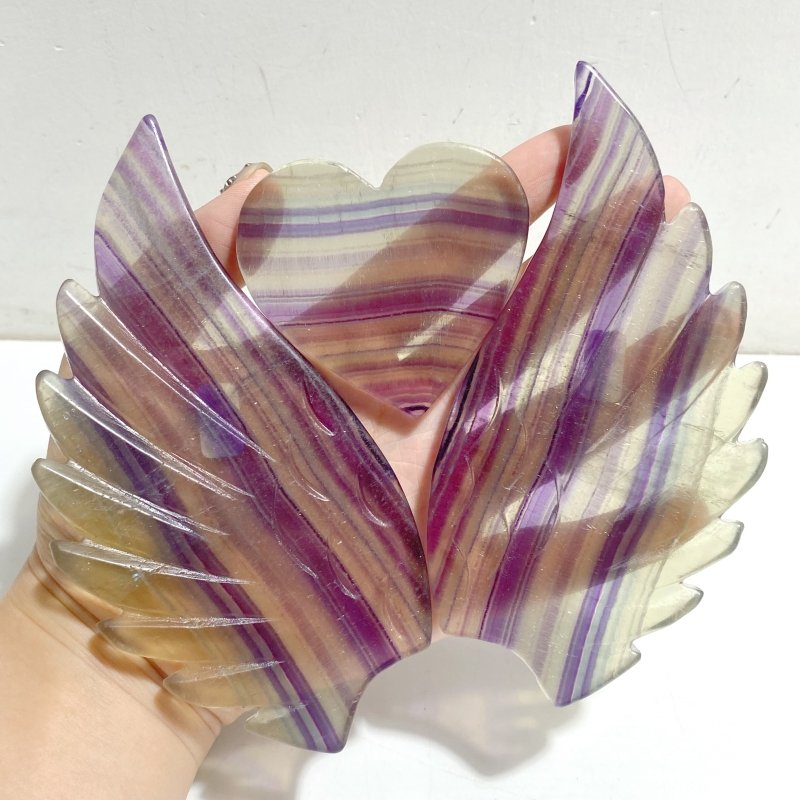 Unique Symmetrical Fluorite Heart Wing Carving With Stand -Wholesale Crystals