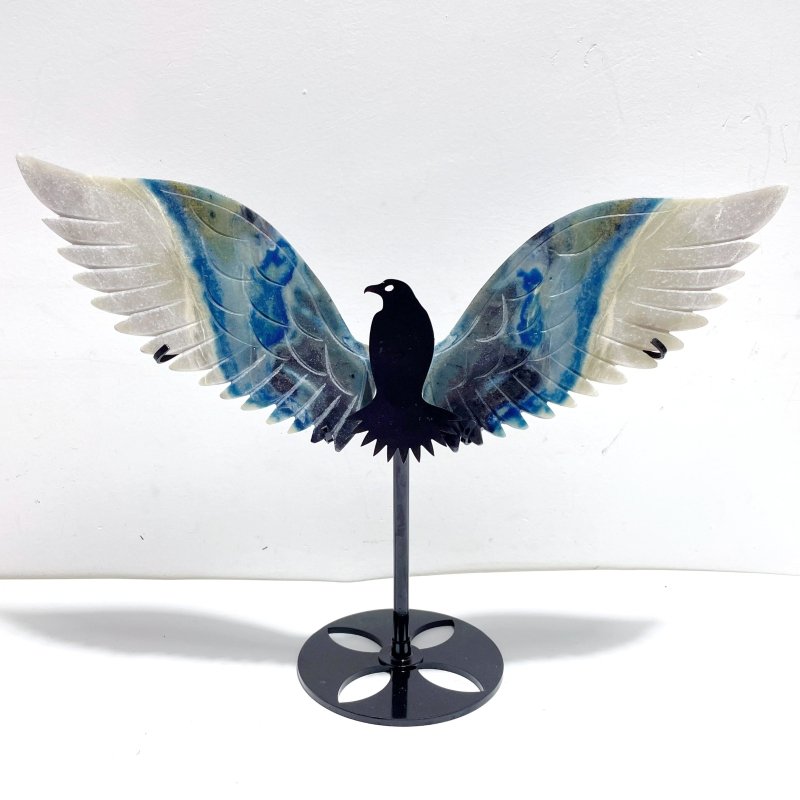 Unique Trolleite Stone Eagle Wing Carving With Stand A03 - Wholesale Crystals