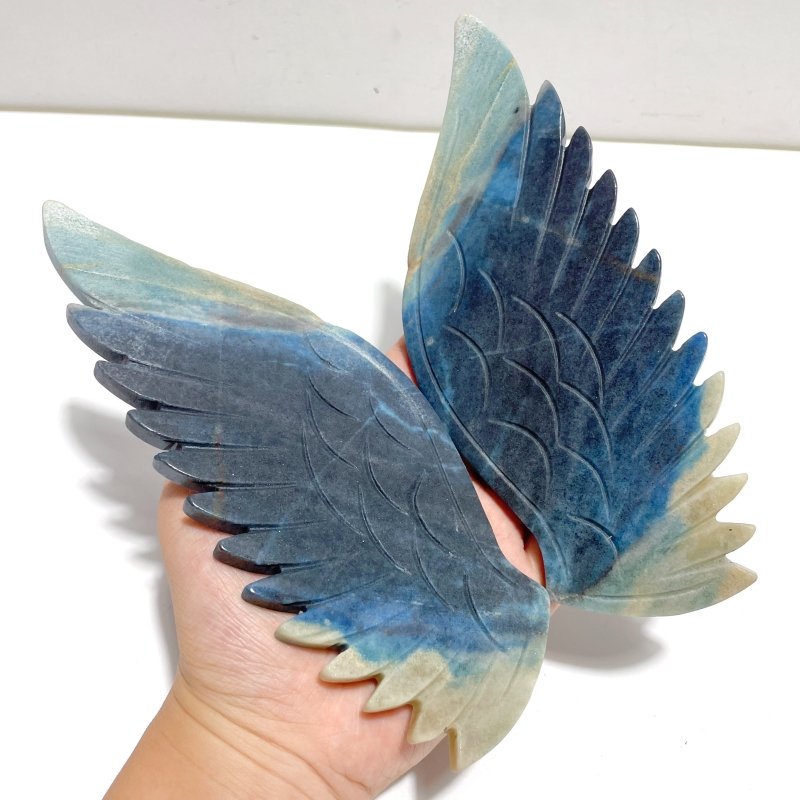 Unique Trolleite Stone Eagle Wing Carving With Stand A04 - Wholesale Crystals