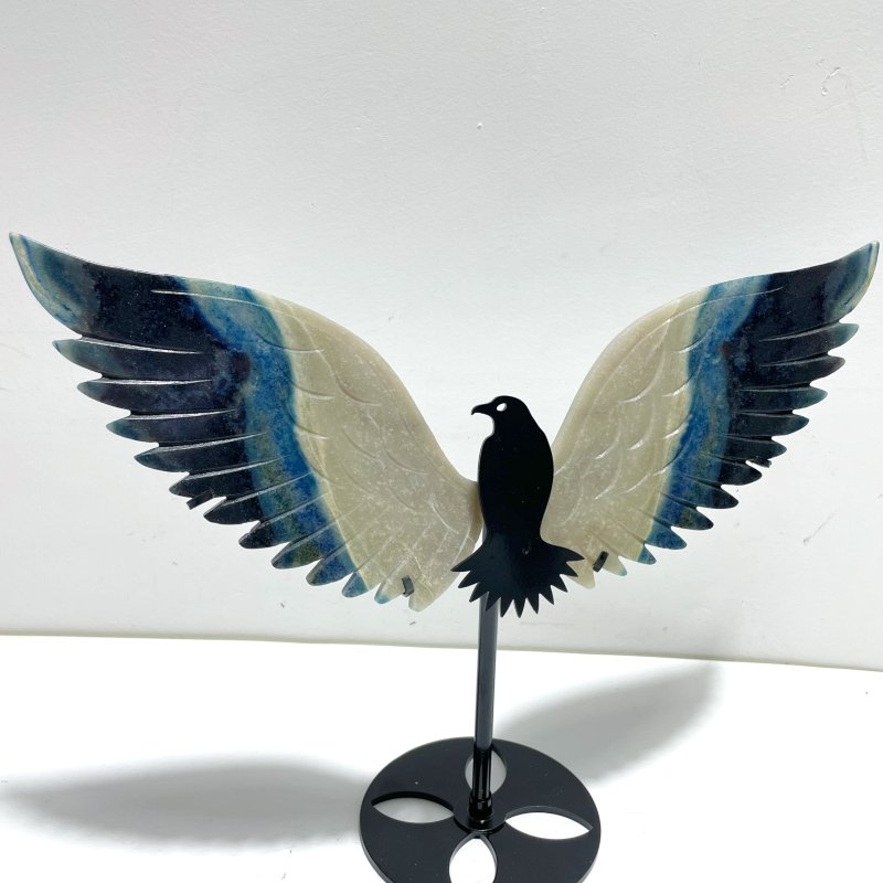 Unique Trolleite Stone Eagle Wing Carving With Stand A05 - Wholesale Crystals