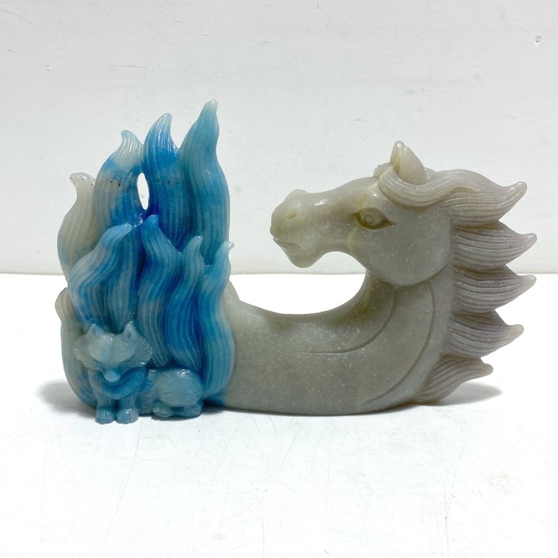 Unique Trolleite Stone Nine - tailed Fox Horse Head Carving - Wholesale Crystals