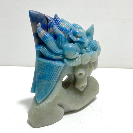 Unique Trolleite Stone Nine - tailed Fox Ox Head Carving - Wholesale Crystals