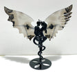 Unique Volcano Agate Demon And Angel Wing Carving With Stand (UV - Reactive) - Wholesale Crystals