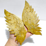 Unique Yellow Ocean Jasper Angel Wing Carving With Stand - Wholesale Crystals