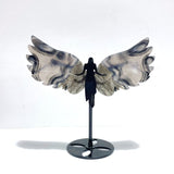 Volcano Agate Angel Wing Carving With Stand (UV Reactive) - Wholesale Crystals
