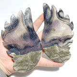 Volcano Agate Angel Wing Carving With Stand (UV Reactive) - Wholesale Crystals