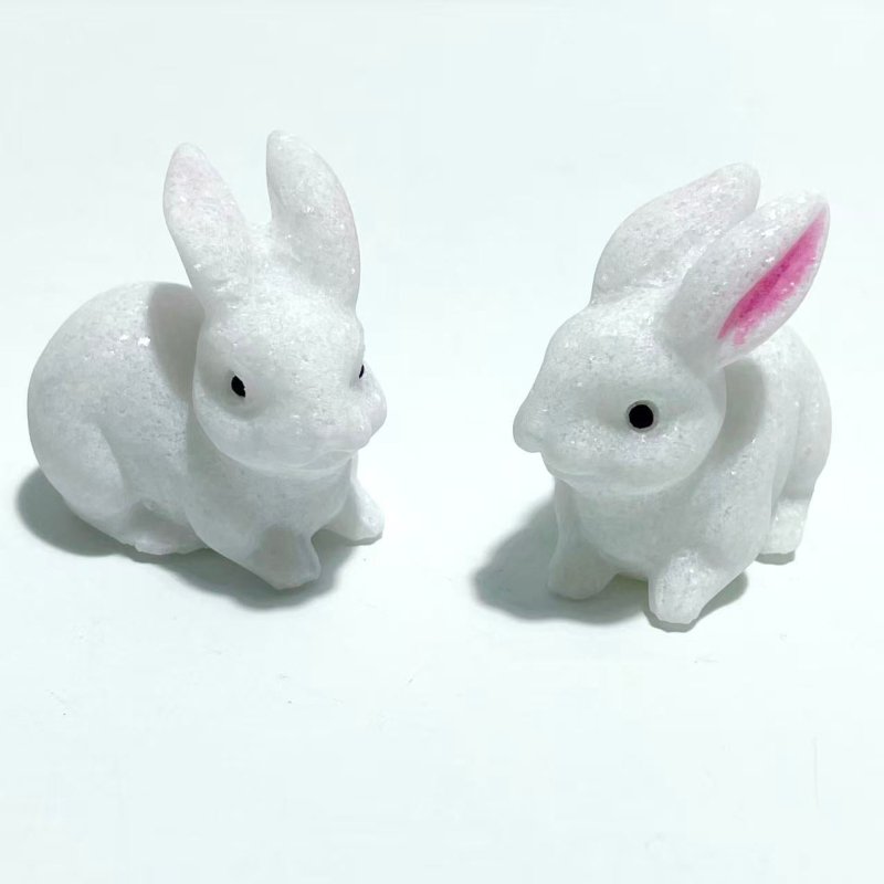 White Marbe Rabbit Carving Wholesale - Wholesale Crystals