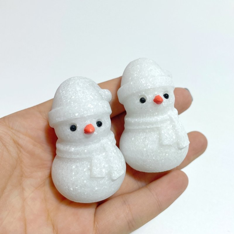 White Marbe Snowman Christmas Carving Wholesale - Wholesale Crystals