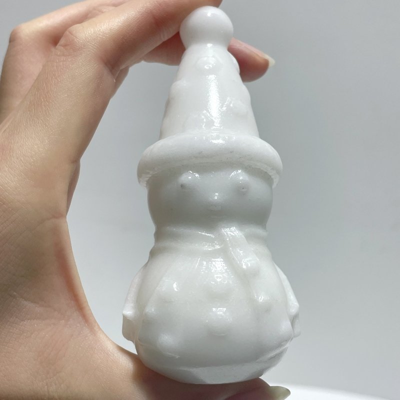 White Marble Snowman Carving Christmas Wholesale(Resin coating) - Wholesale Crystals