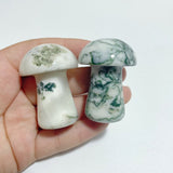White Moss Agate Mushroom Carving Wholesale Clearance - Wholesale Crystals