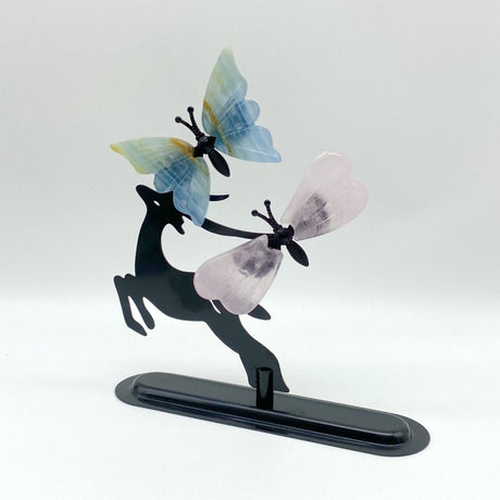 Wholesale Crystal Butterfly Wing Carving with Deer Stand (Assorted Materials) -Wholesale Crystals