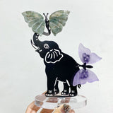 Wholesale Crystal Butterfly Wing Carving with Elephant Metal Stand (Mixed Materials) -Wholesale Crystals