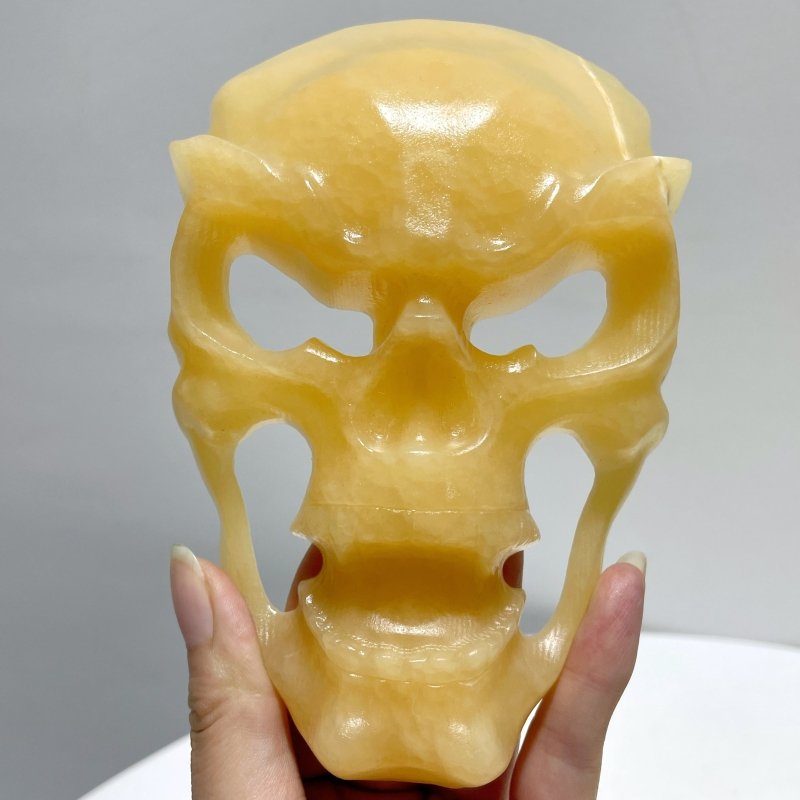 Yellow Calcite Skull Large Mask Carving Wholesale - Wholesale Crystals