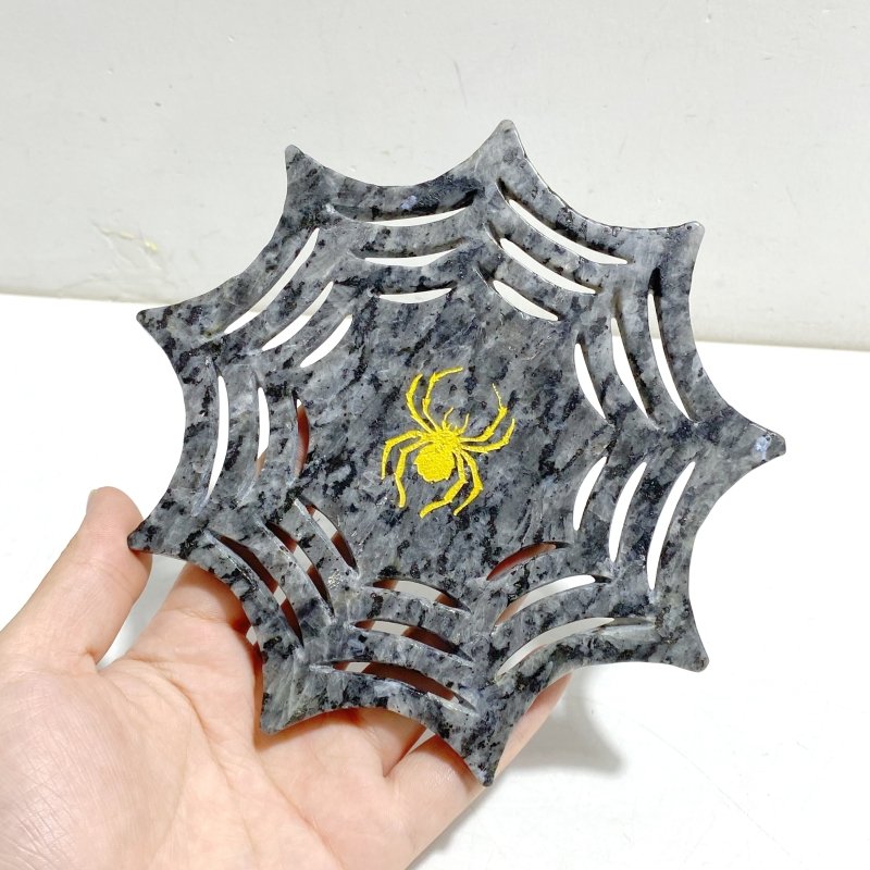 Yooperlite Larvikite Spider Web Carving Wholesale - Wholesale Crystals