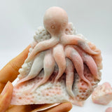 10 Pieces Beautiful Pink Opal Octopus Carving -Wholesale Crystals
