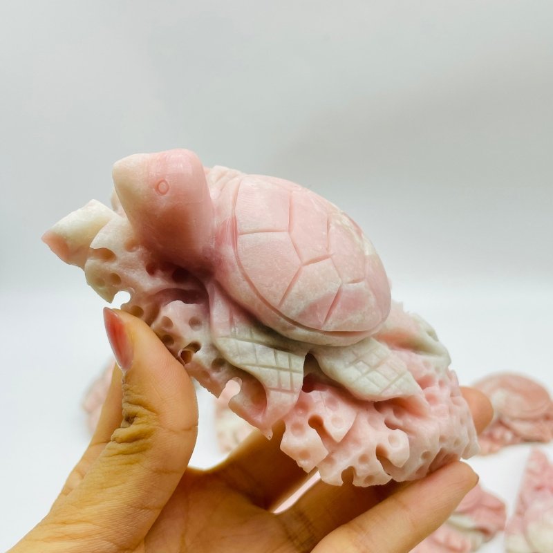 10 Pieces Beautiful Pink Opal Sea Turtle Carving -Wholesale Crystals