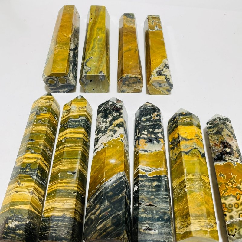 10 Pieces High Quality Yellow Vein Ocean Jasper Tower -Wholesale Crystals