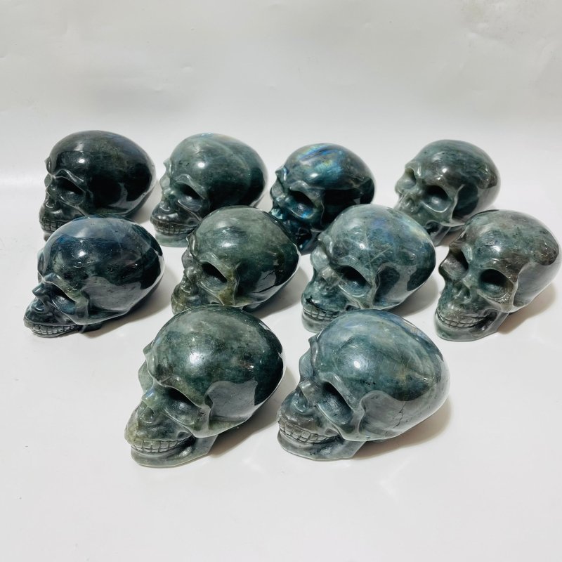 10 Pieces Labradorite Skull Carving - Wholesale Crystals